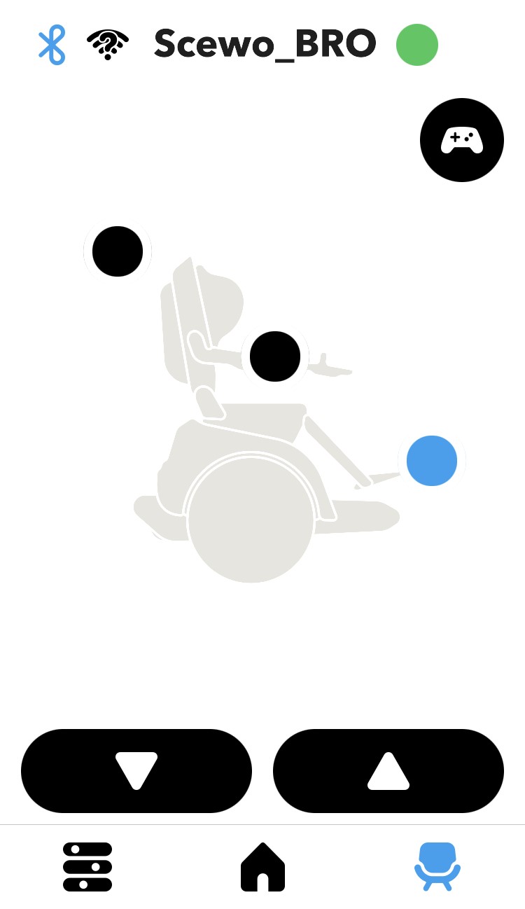 Seat settings in car passenger mode on the app